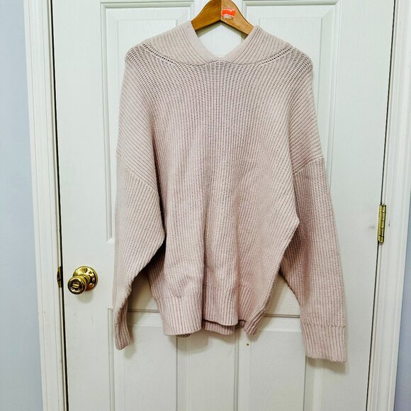 WILD FABLE LIGHT BEIGE CABLE KNIT HOODED LONG SLEEVE SWEATER - Picture 1 of 5
